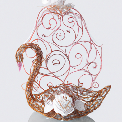 15 WHITE  ROSE GOLD LACE SWAN